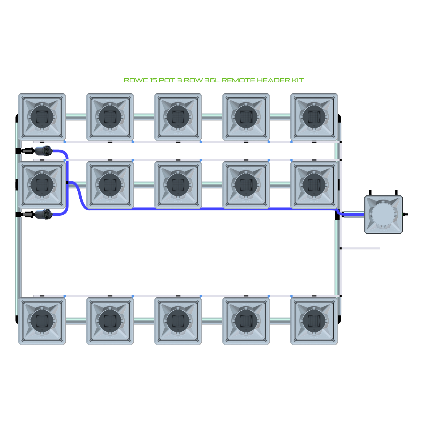RDWC 15 Pot 3 Row Kit