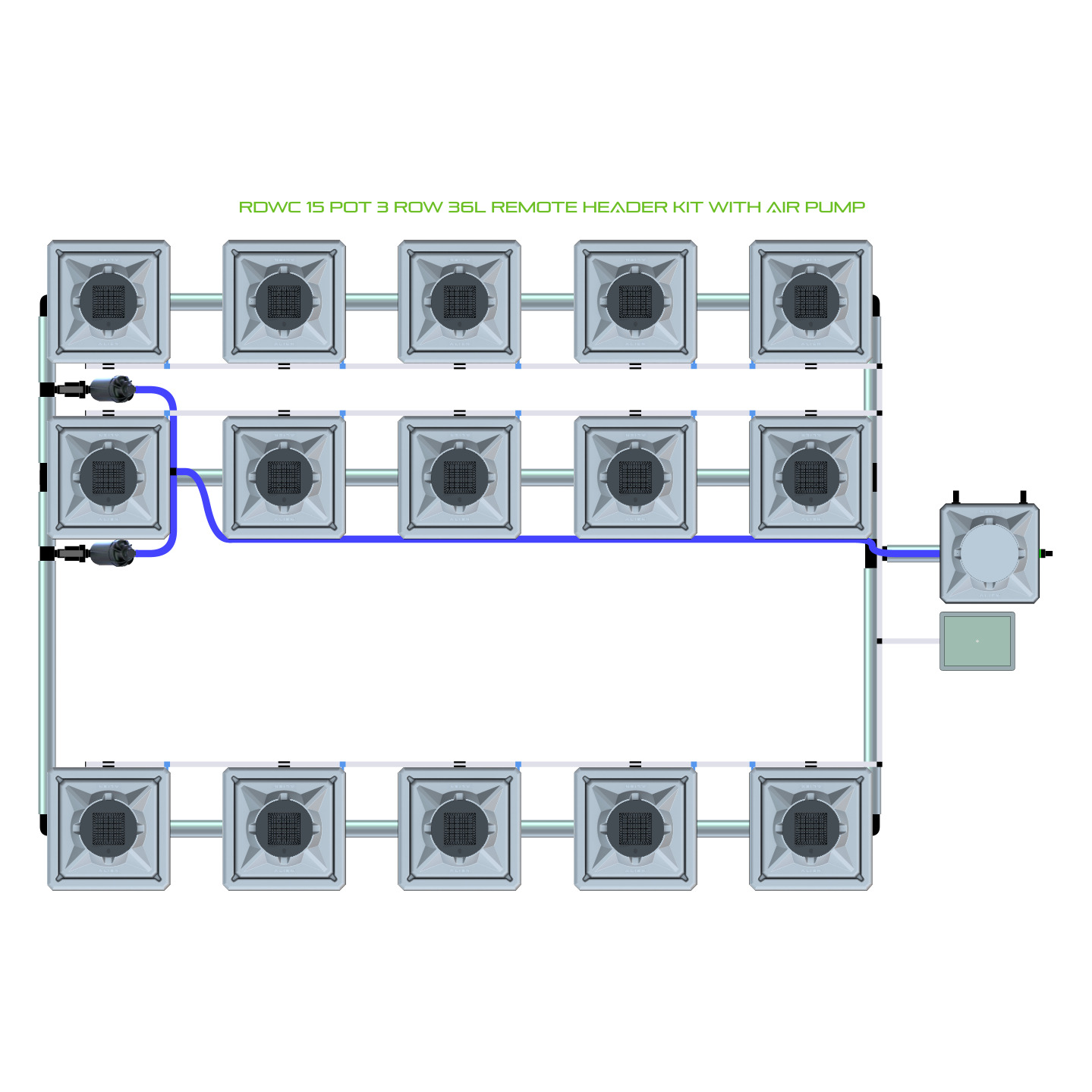 RDWC 15 Pot 3 Row Kit