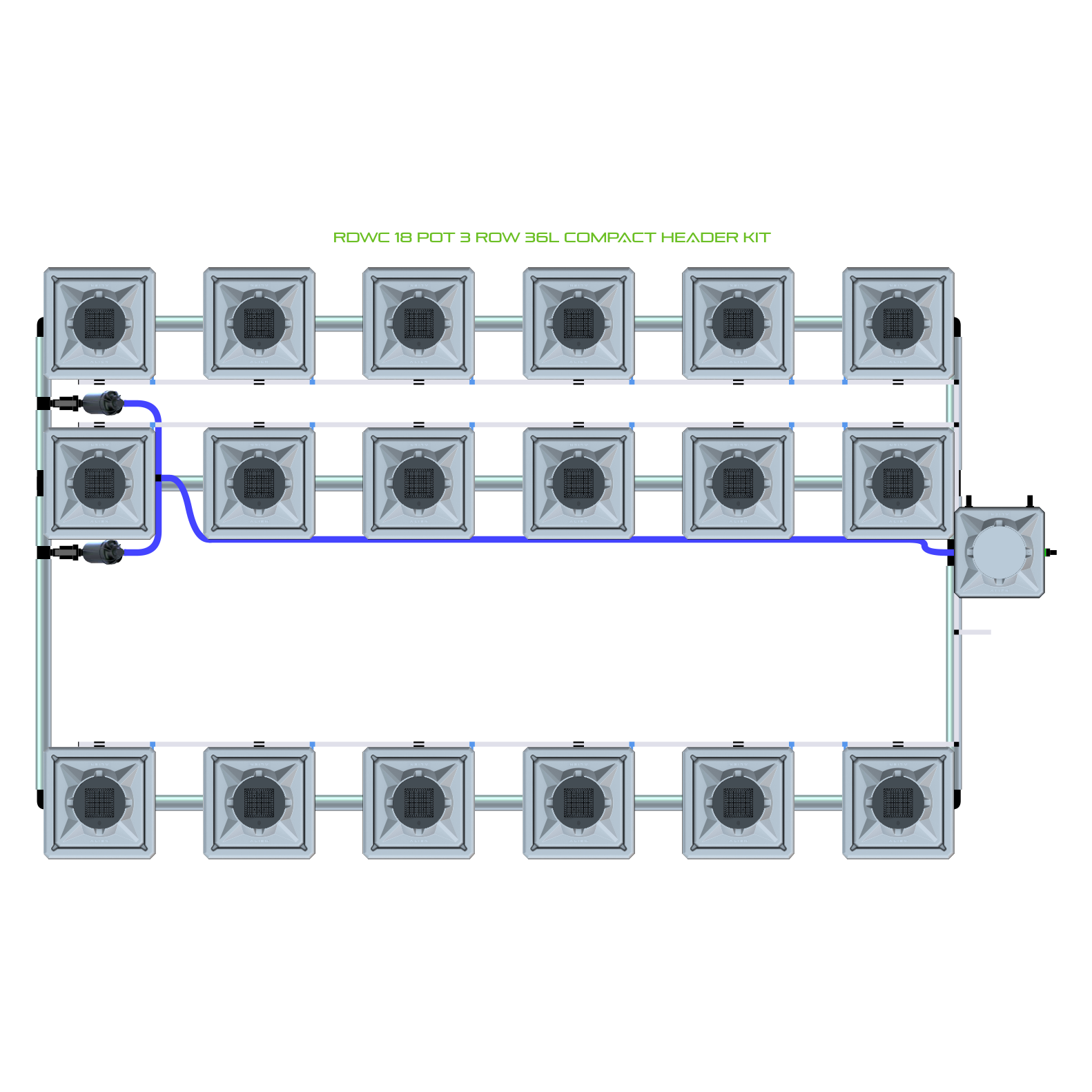 RDWC 18 Pot 3 Row Kit