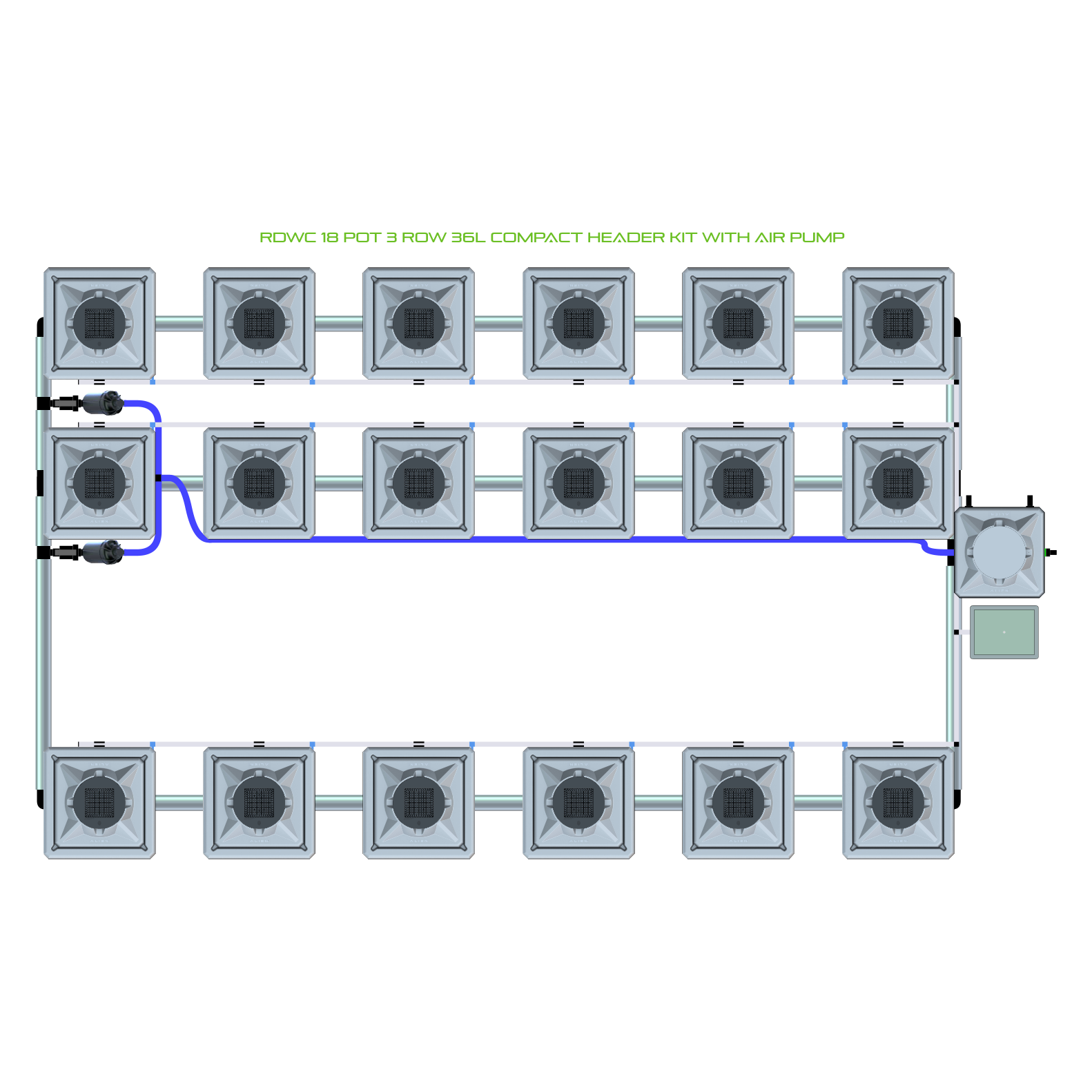 RDWC 18 Pot 3 Row Kit