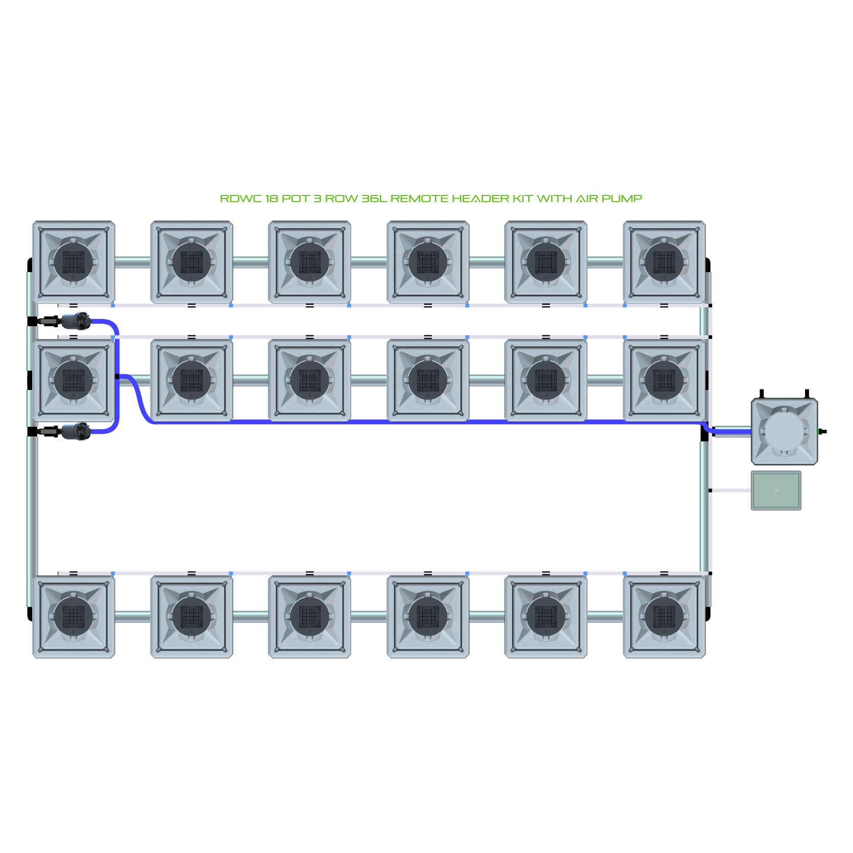RDWC 18 Pot 3 Row Kit