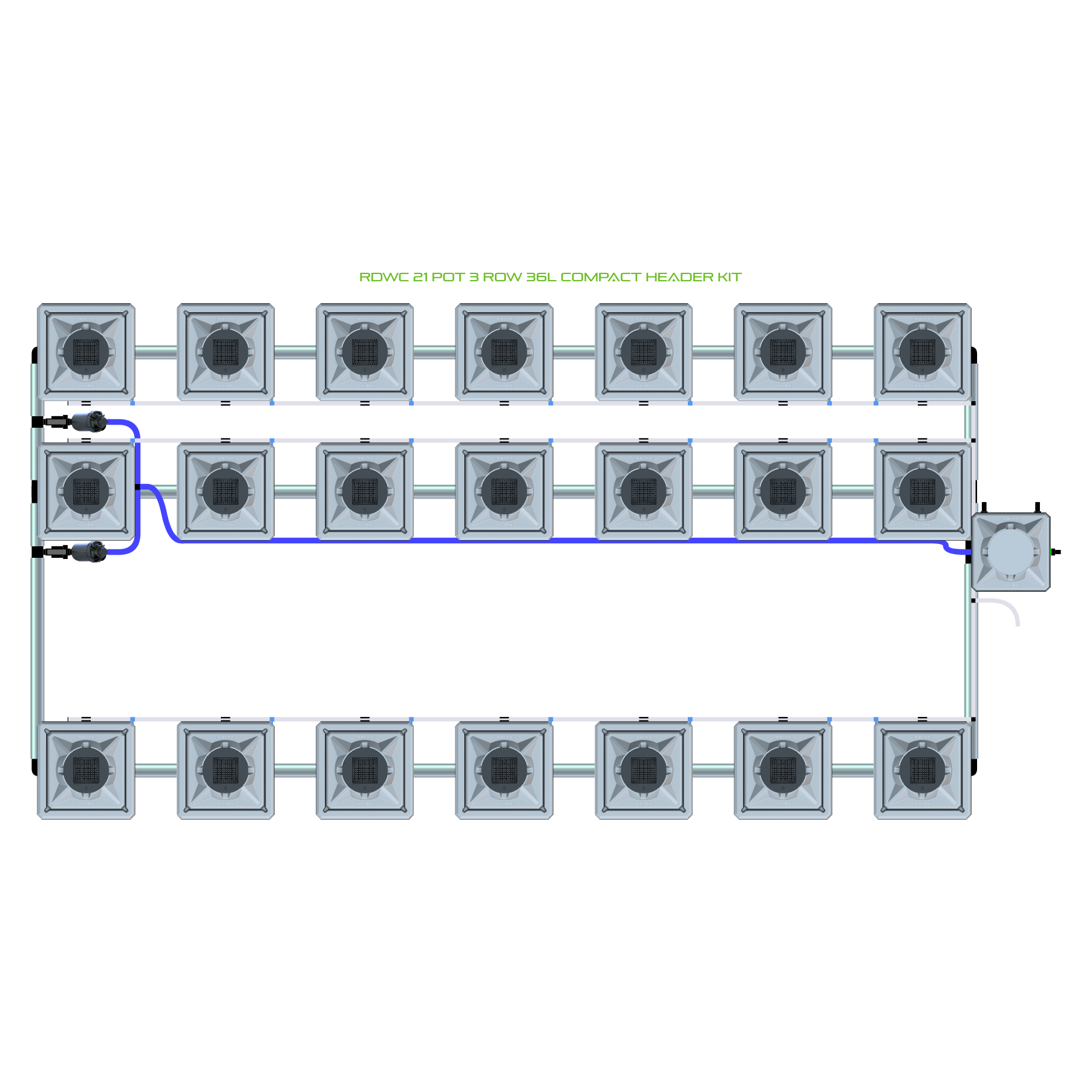 RDWC 21 Pot 3 Row Kit
