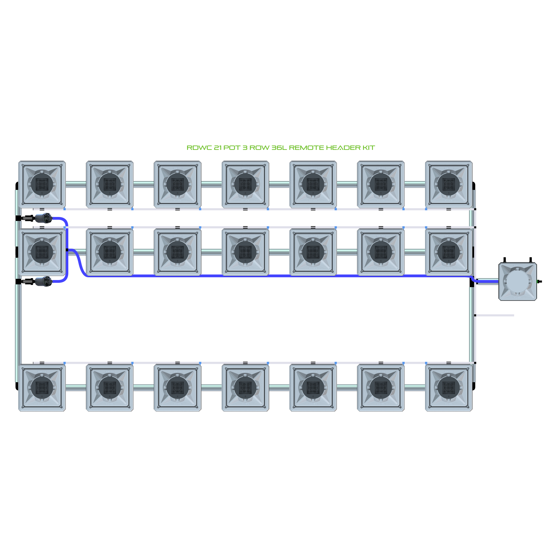 RDWC 21 Pot 3 Row Kit