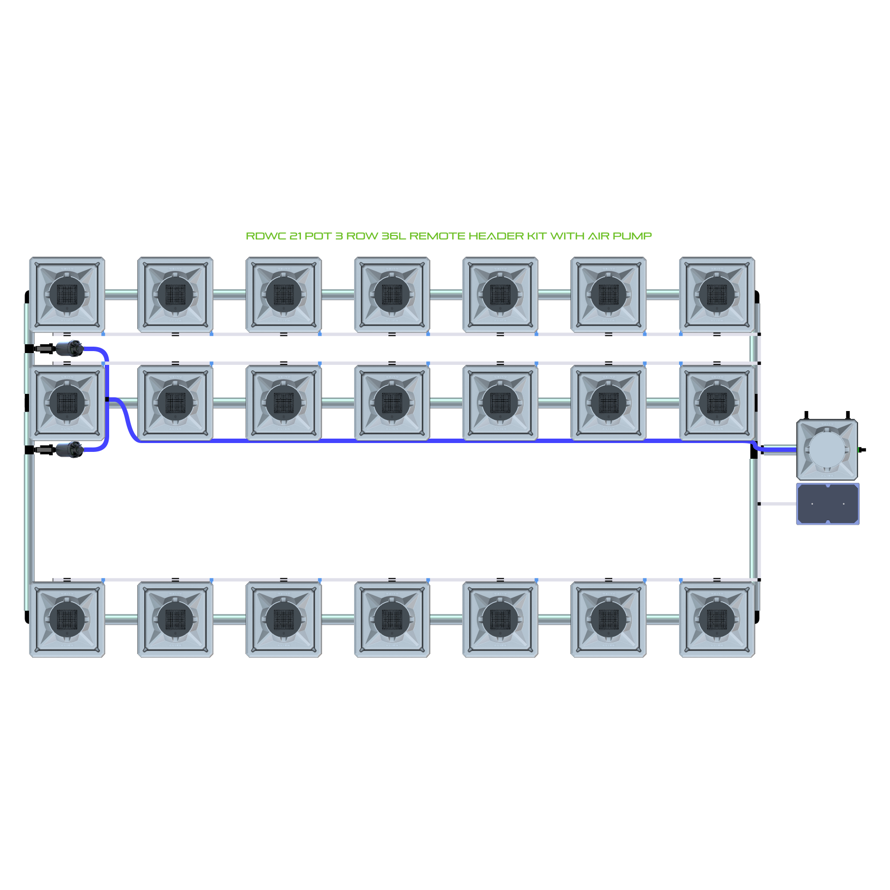 RDWC 21 Pot 3 Row Kit