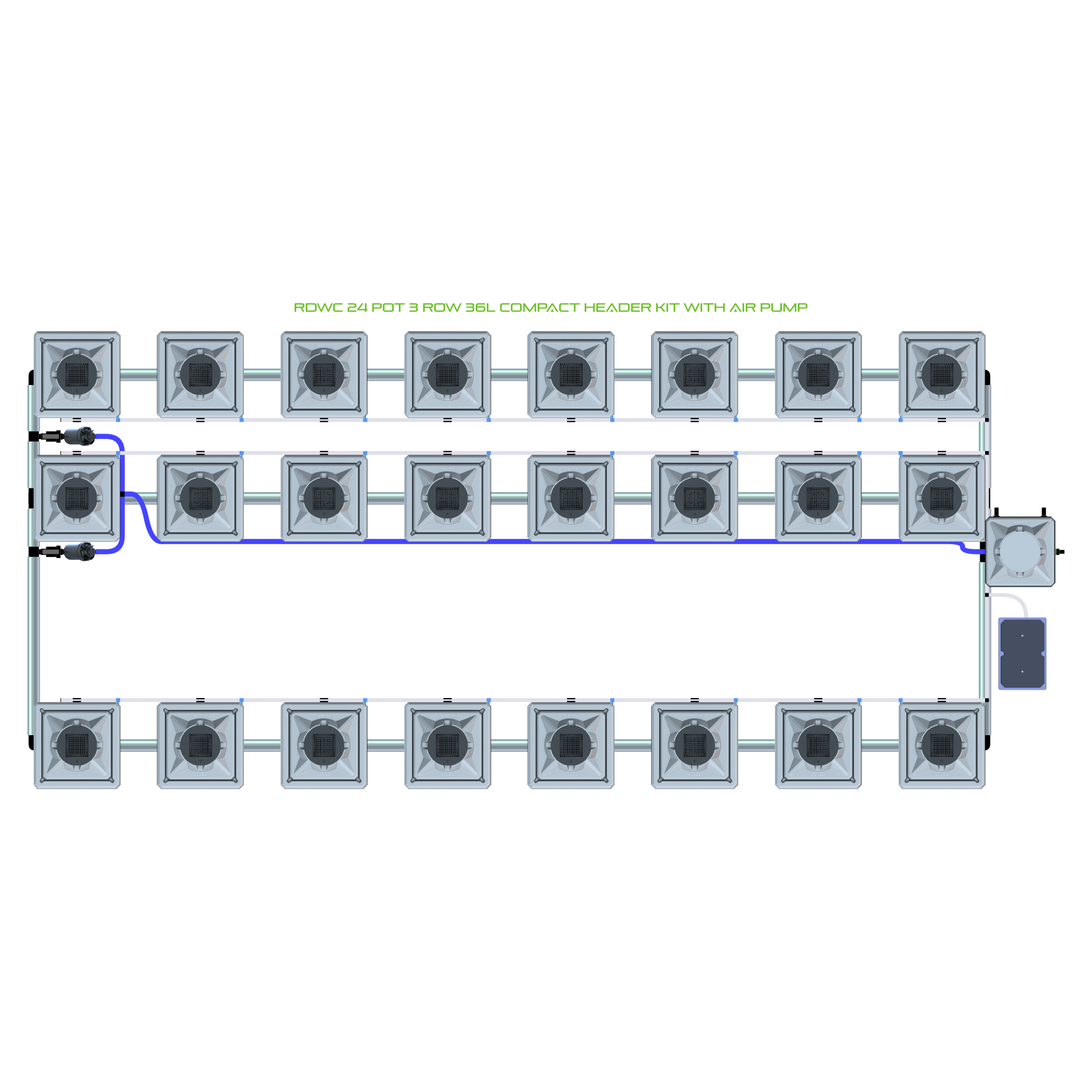 RDWC 24 Pot 3 Row Kit