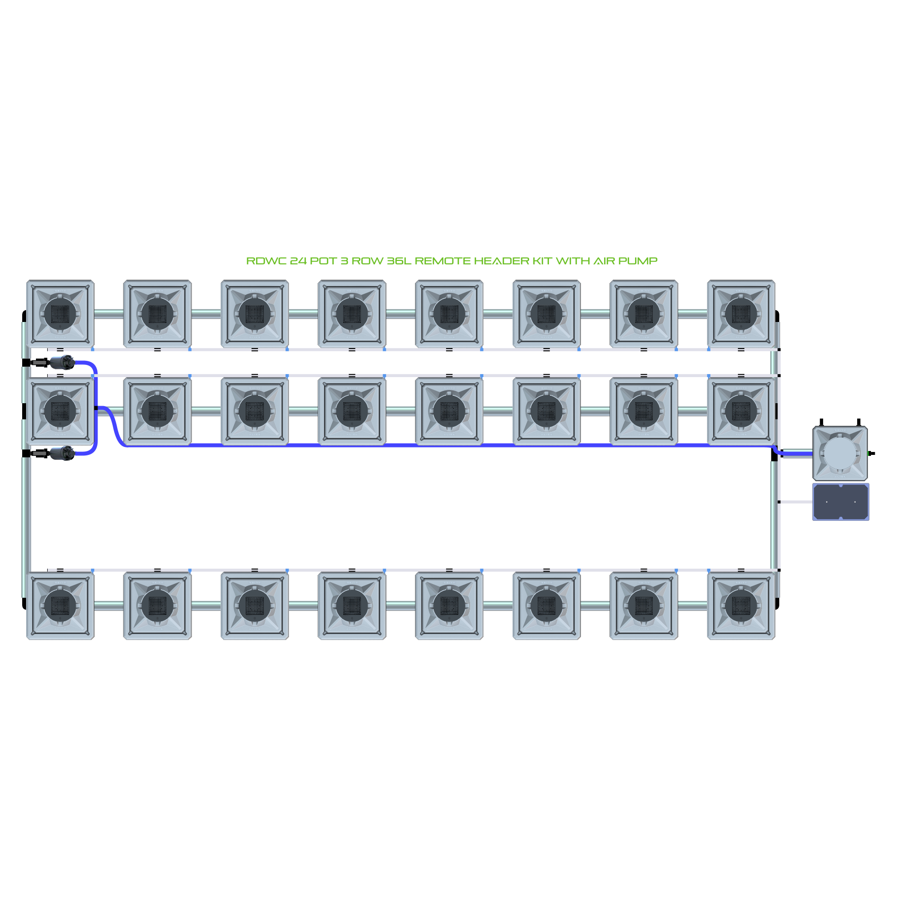 RDWC 24 Pot 3 Row Kit