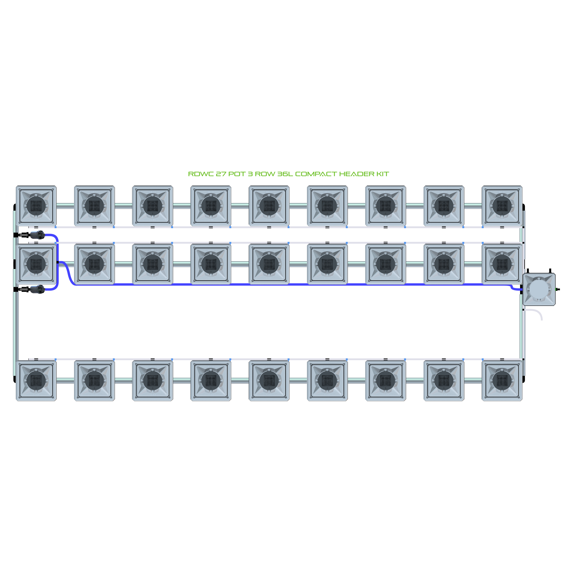 RDWC 27 Pot 3 Row Kit