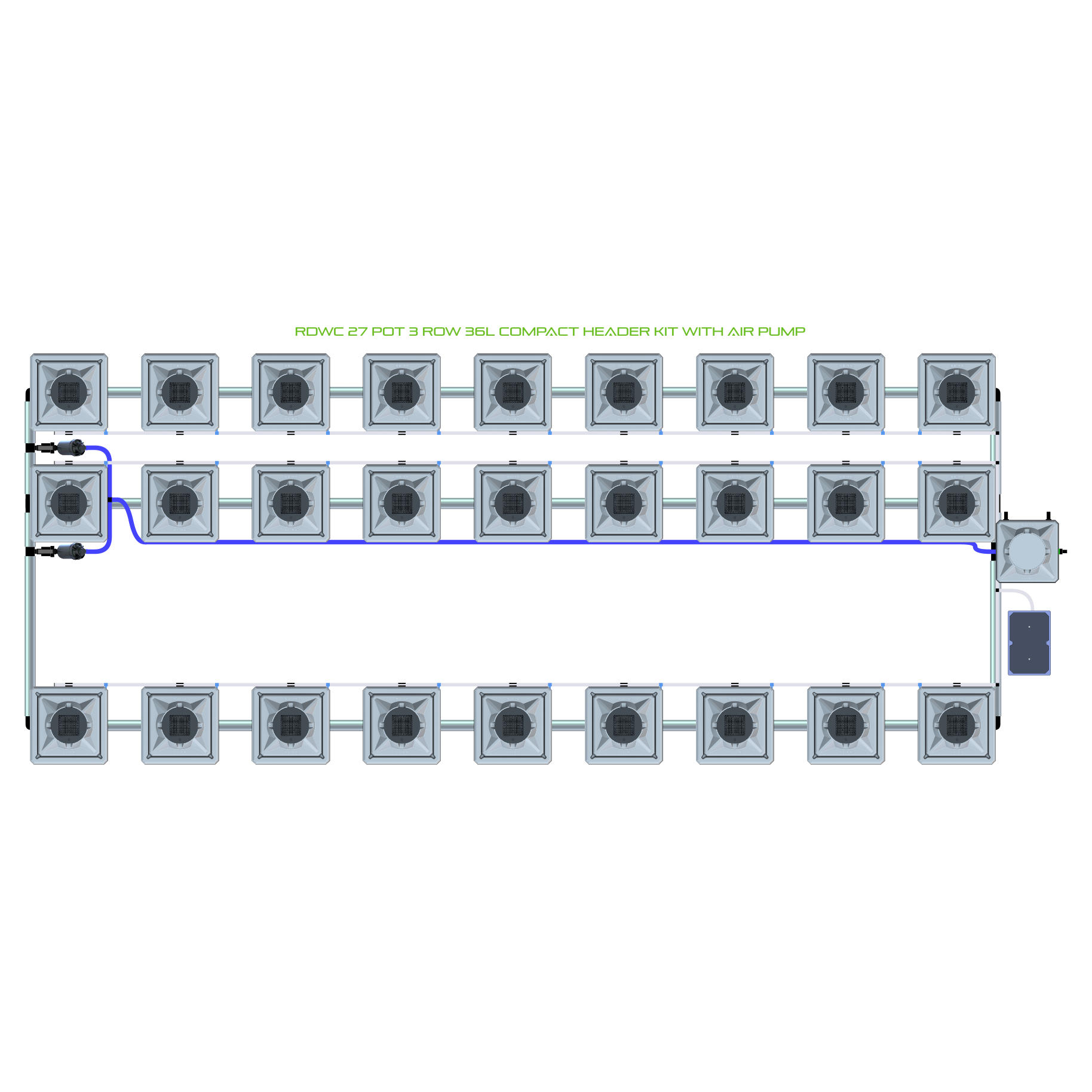 RDWC 27 Pot 3 Row Kit