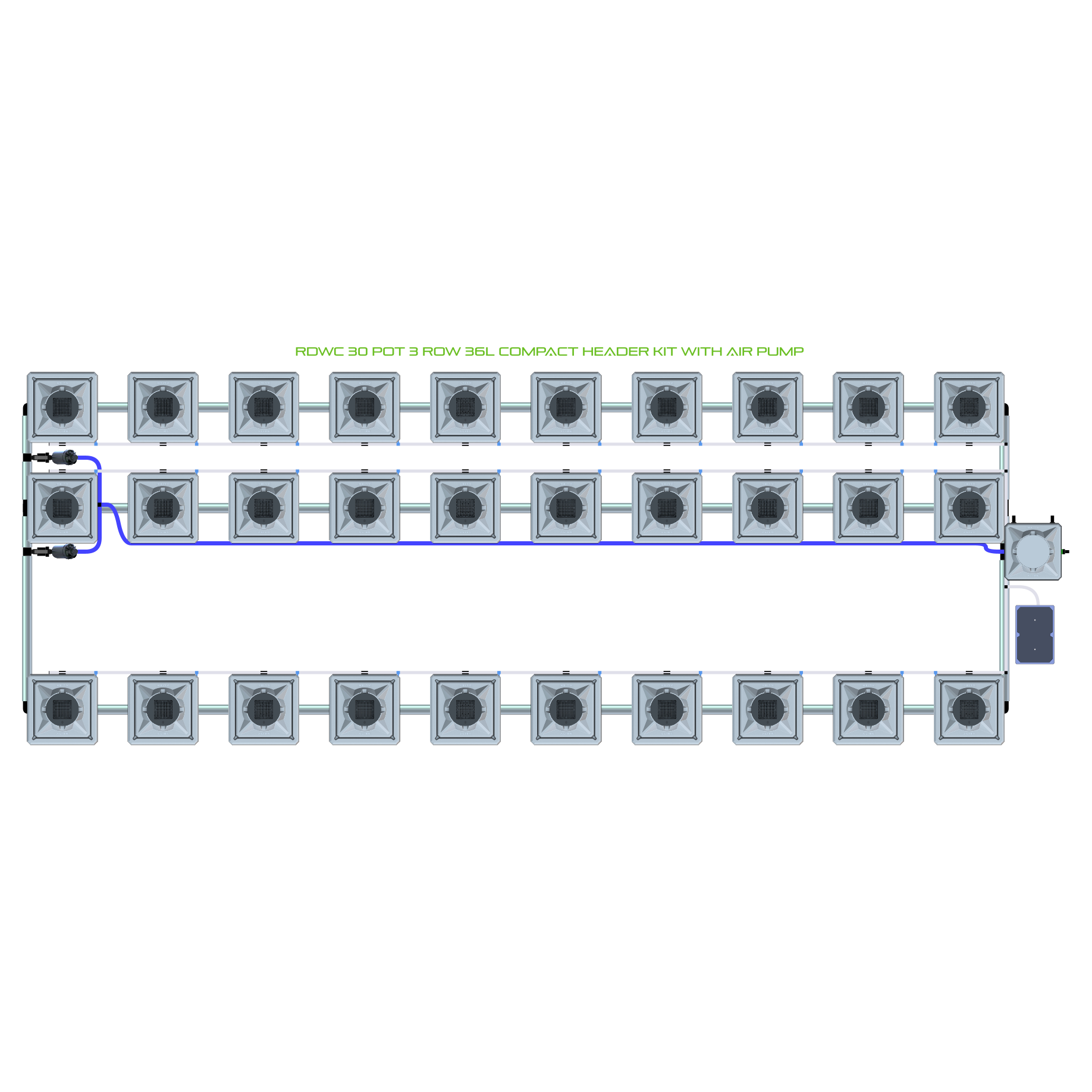 RDWC 30 Pot 3 Row Kit