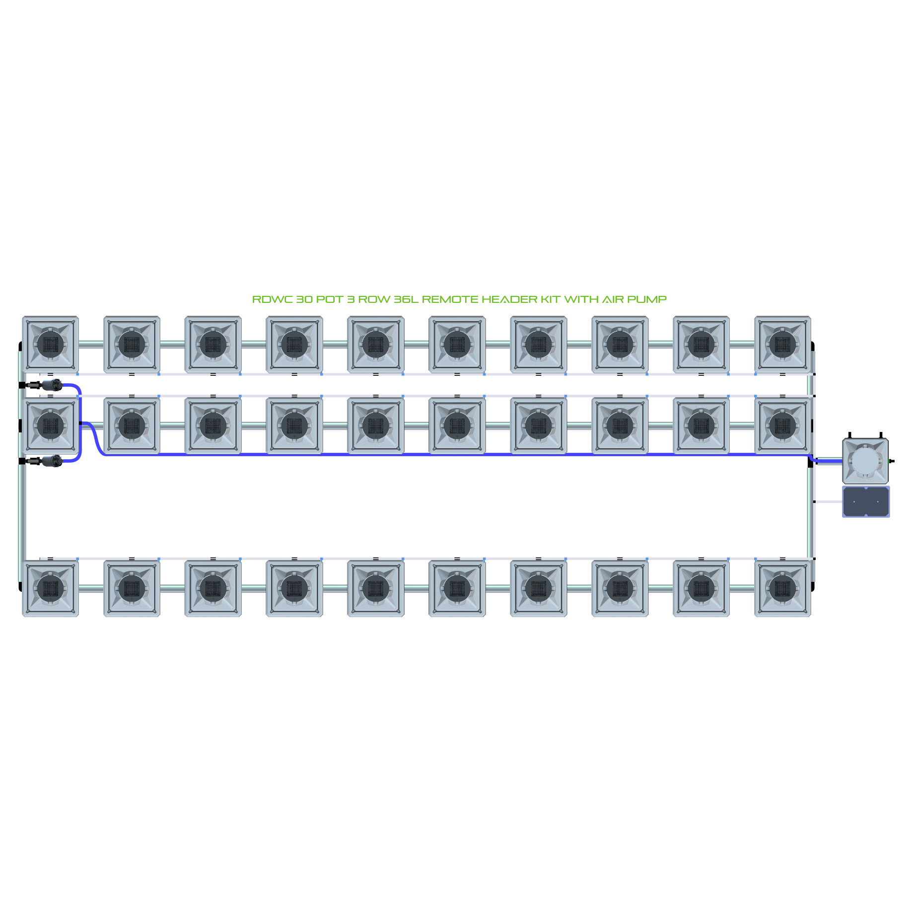 RDWC 30 Pot 3 Row Kit