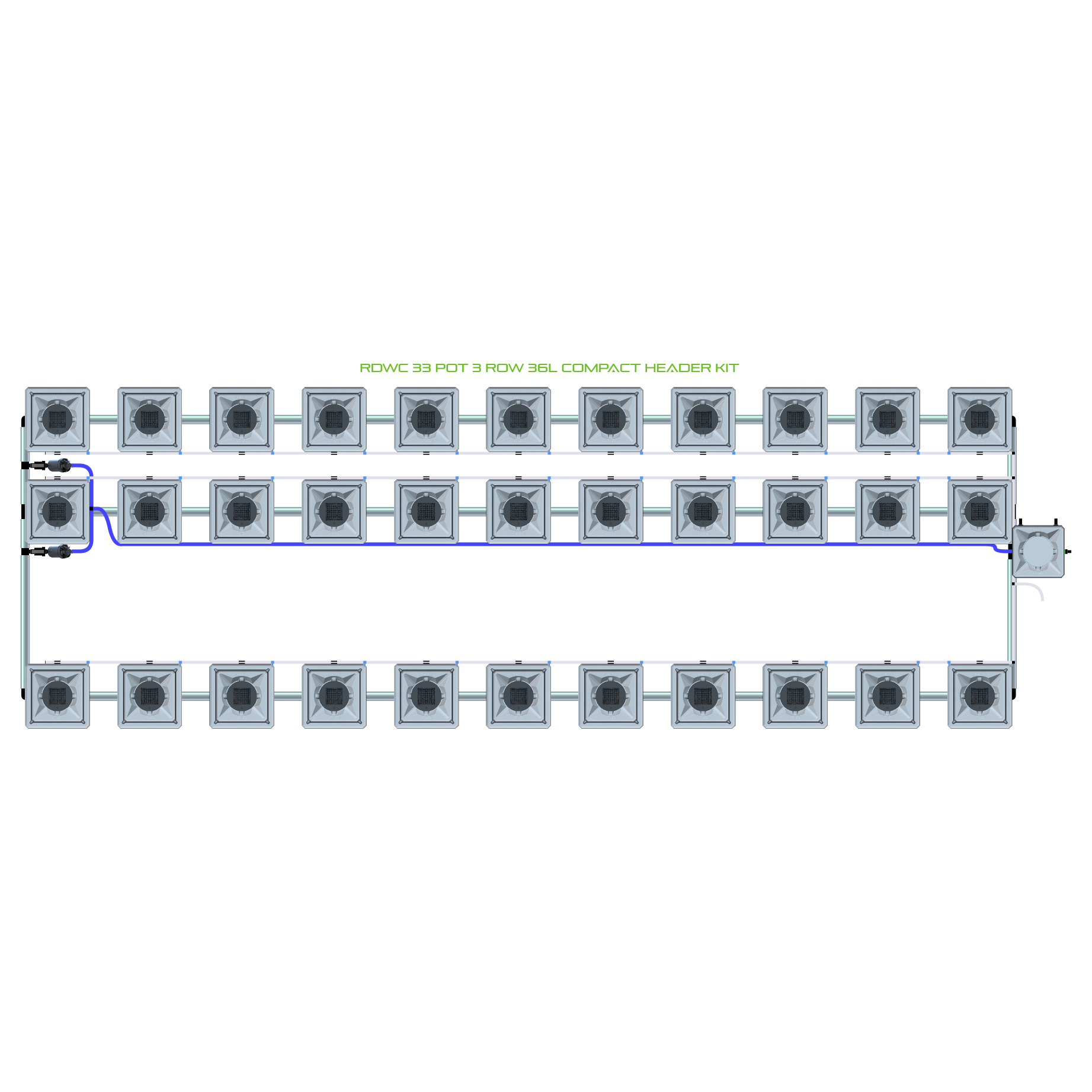 RDWC 33 Pot 3 Row Kit