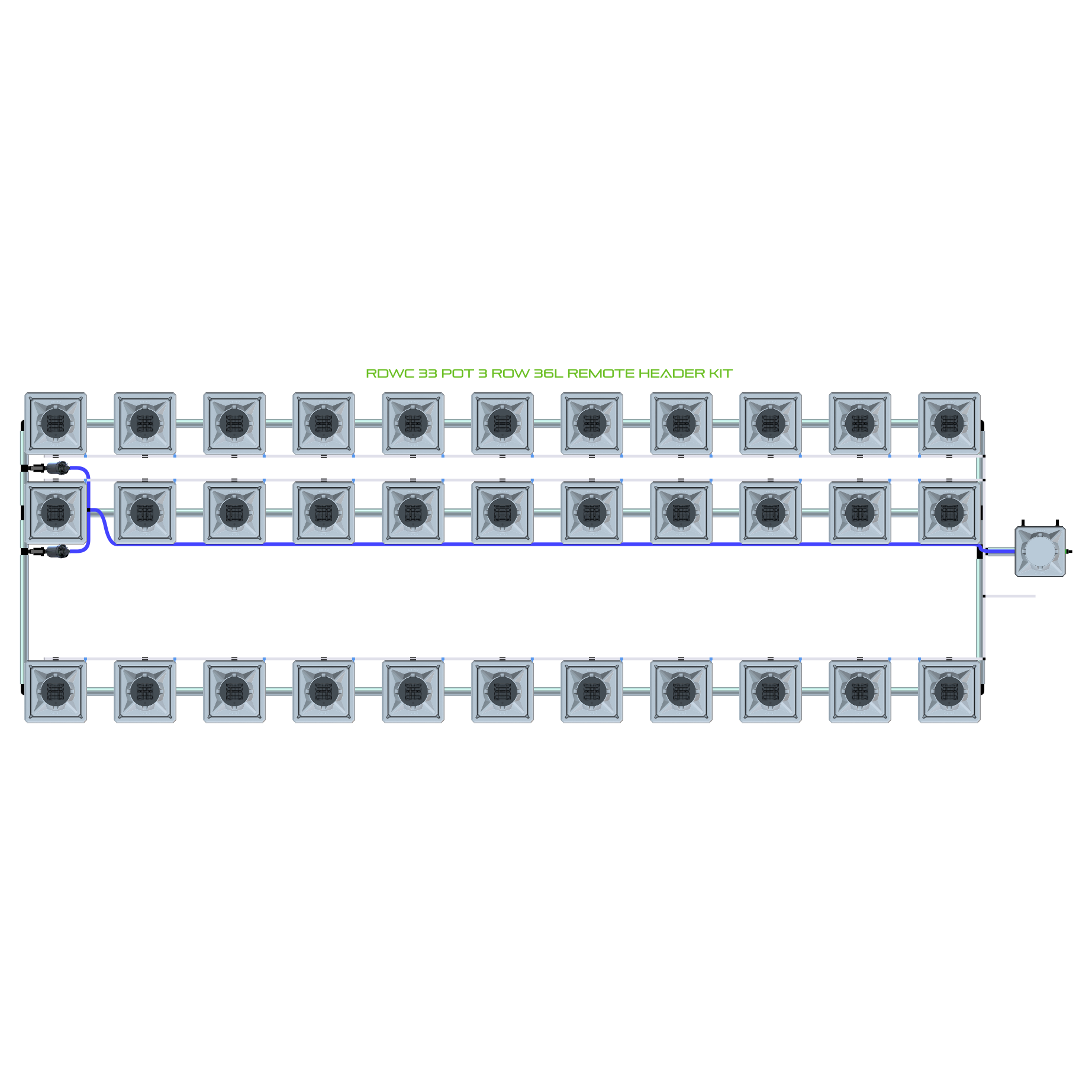 RDWC 33 Pot 3 Row Kit