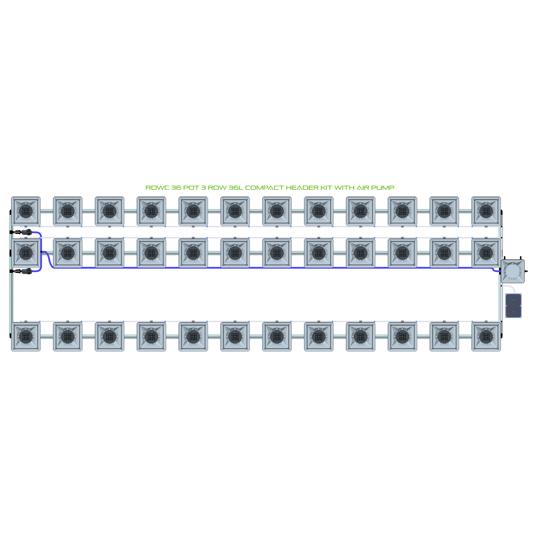RDWC 36 Pot 3 Row Kit