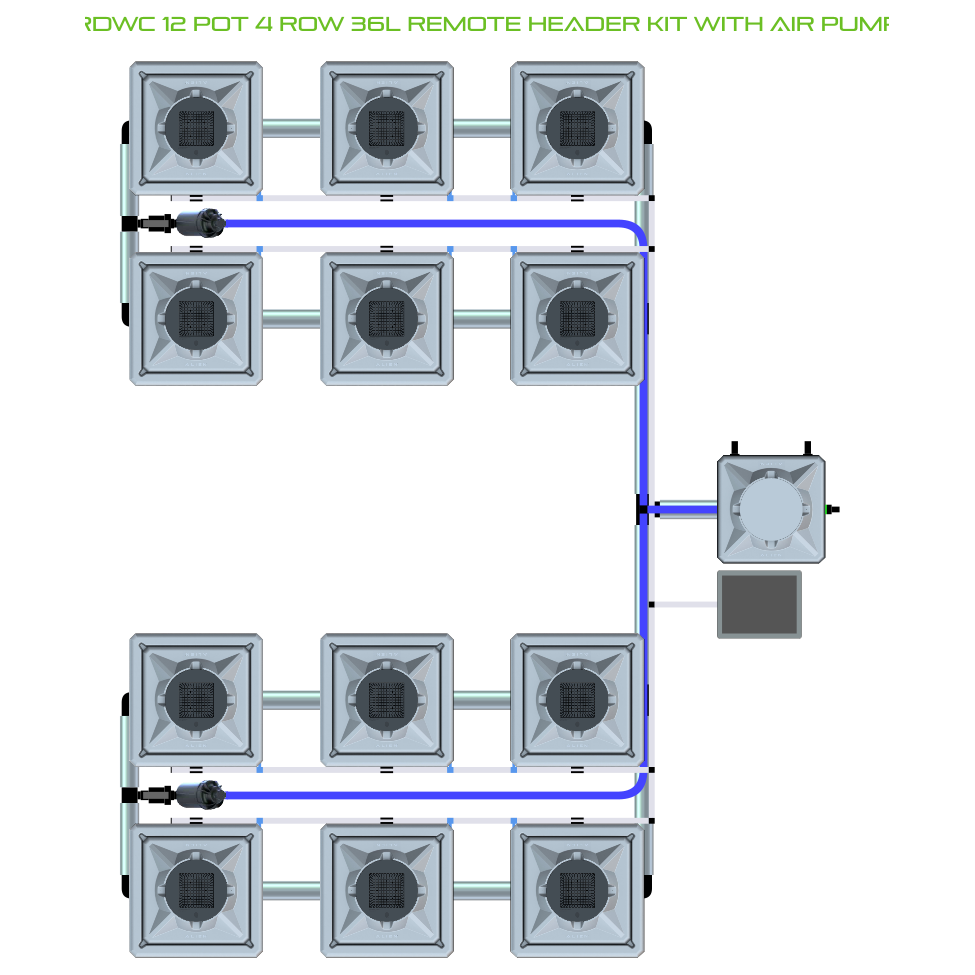 RDWC 12 Pot 4 Row Kit