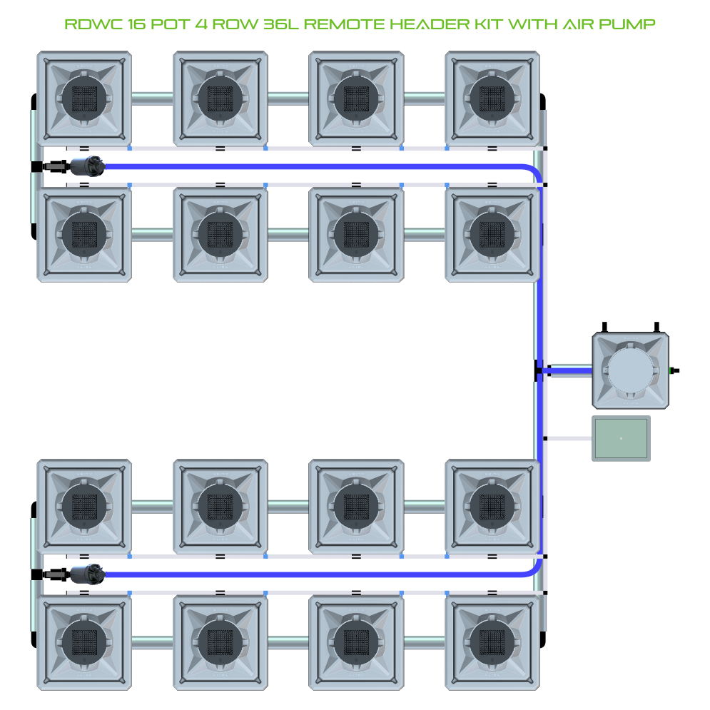 RDWC 16 Pot 4 Row Kit