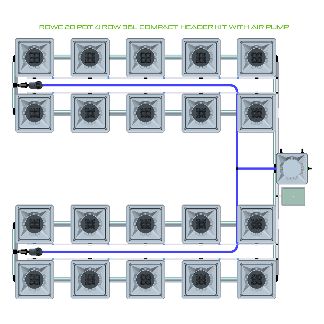 RDWC 20 Pot 4 Row Kit
