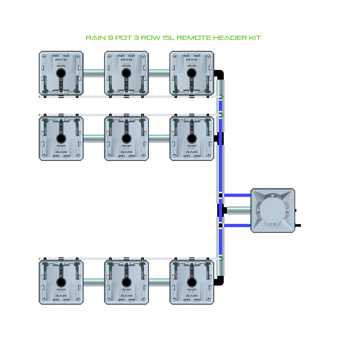 RAIN 9 Pot 3 Row Kit