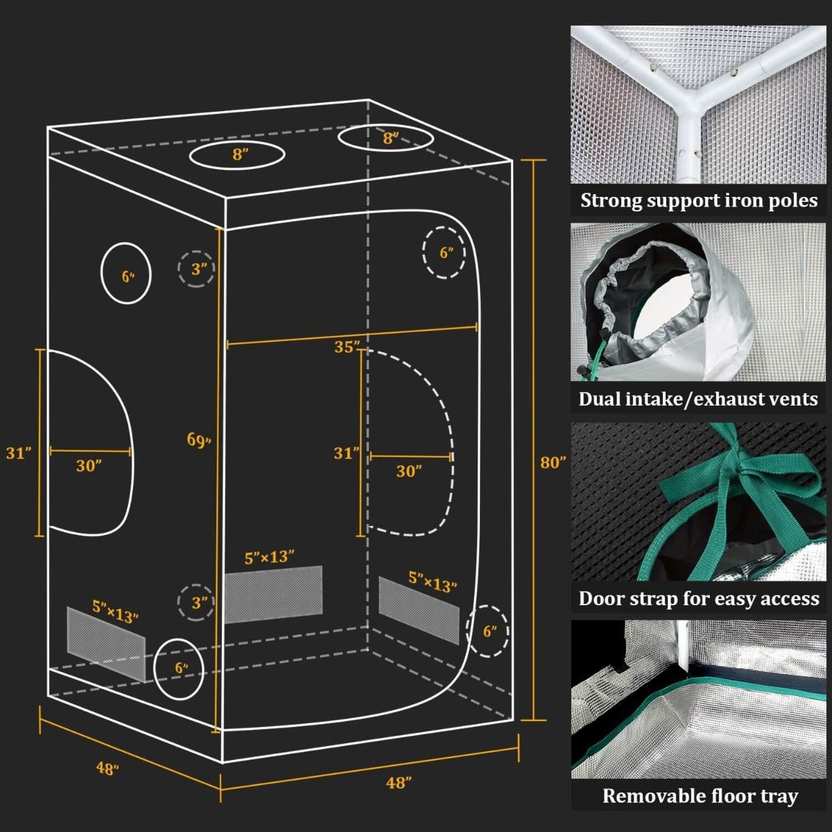 Mars Hydro 5' x 5' Grow Tent Kit with TS 3000 LED Grow Light