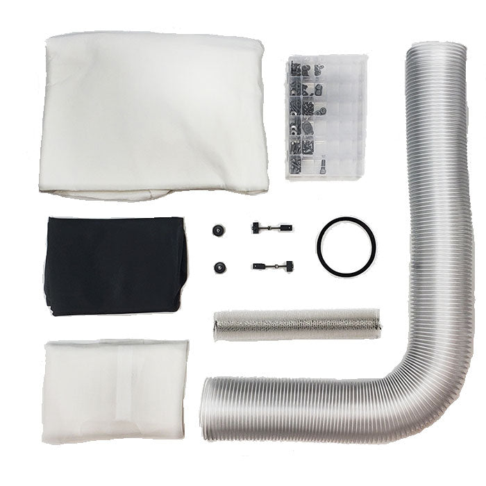 CenturionPro TableTop Trimming Machine parts kit with various maintenance components and replacement parts arranged neatly